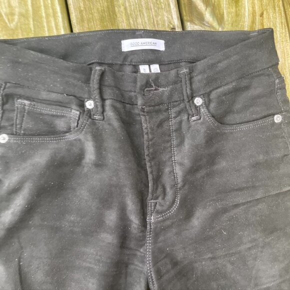 Good American Good Legs Crop Black Pants Jeans 6/28 - Picture 3 of 8